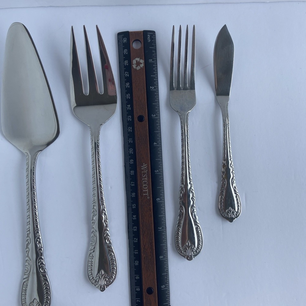 Reed & Barton French Scroll 18/10 Stainless Steel Host Serving Set 8 Piece - Picture 8 of 9